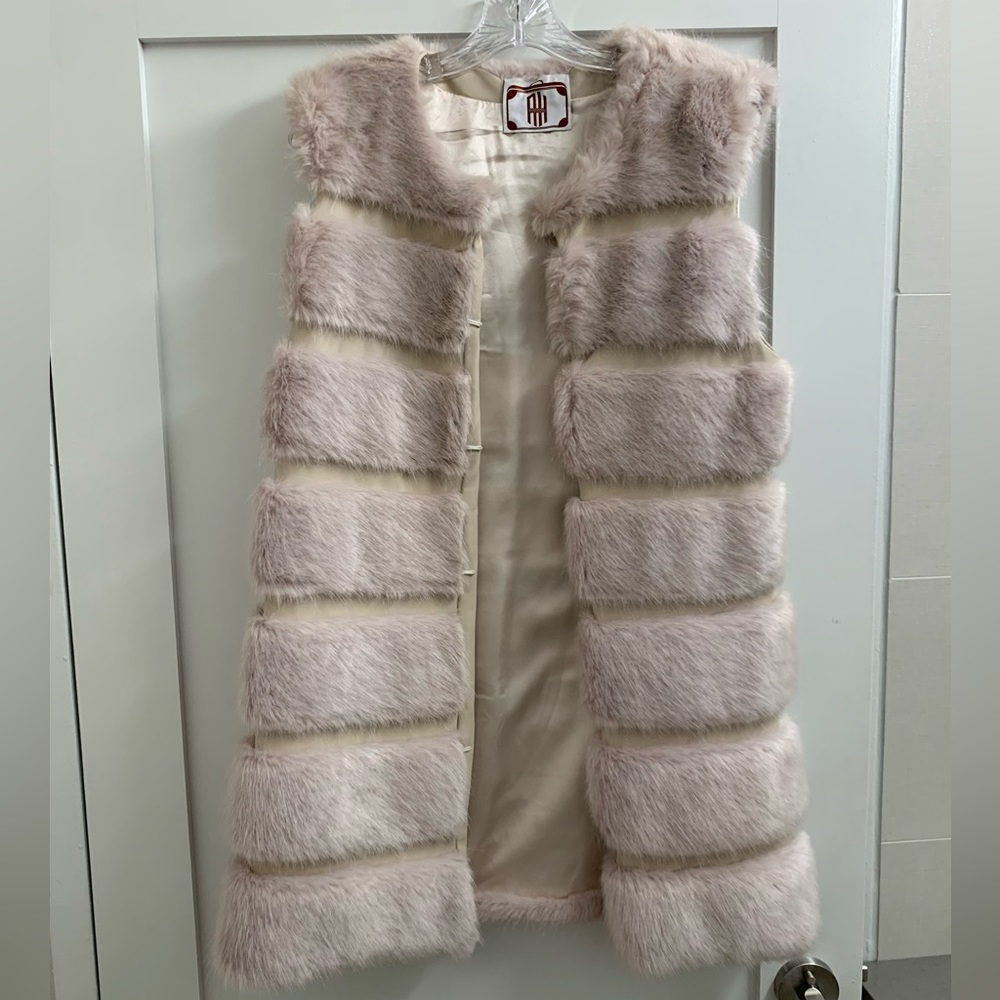 Cream Faux Fur Long Vest